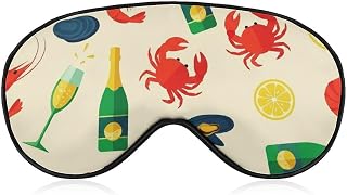 Sleeping Mask for Men & Women,Champagne Lemon Crab Shrimp Block-Out Eye Mask for Sleep with Adjustable Strap, Night Eye Cover for Travel