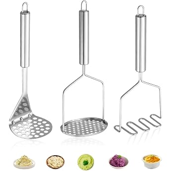 3 St ck Kartoffelstampfer Edelstahl Potato Masher Edelstahl-Kartoffelstampfer K Chenwerkzeug f r Kartoffelbrei Avocado Bohnen 24 X 10 cm