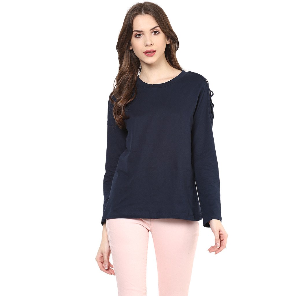 Zima LetoCriss Cross Round Neck Top