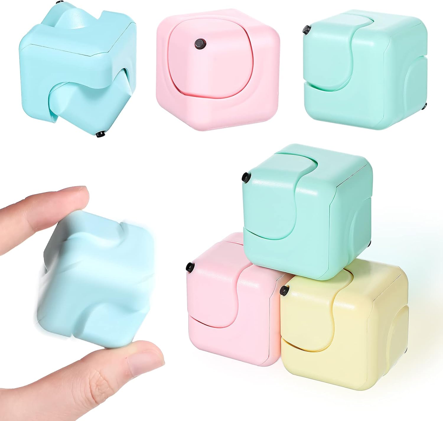 Amazon Com Lenwen 6 Pieces Infinity Spinner Cube Fidget Toys Mini Infinity Cube Desk Toy Decompression Cube Finger High Speed Rotating Toys Stress Anxiety Relief Toy For Teens Adults Home Office 1 2 X