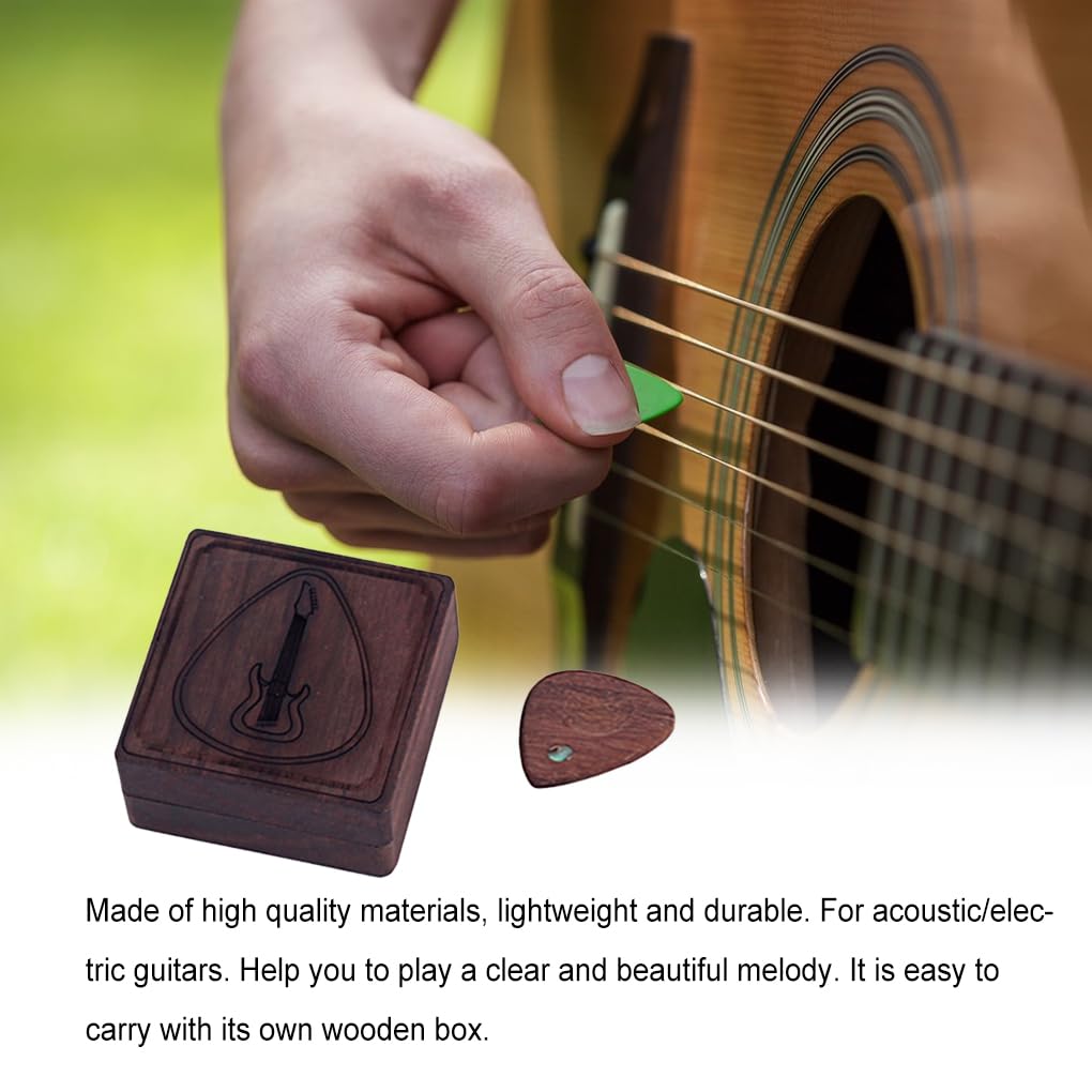 Juego de 10 púas de guitarra acústica con caja de almacenamiento, accesorios musicales delicados, estuche de púas de grano, regalos de guitarrista, instrumentos, piezas de ukelele