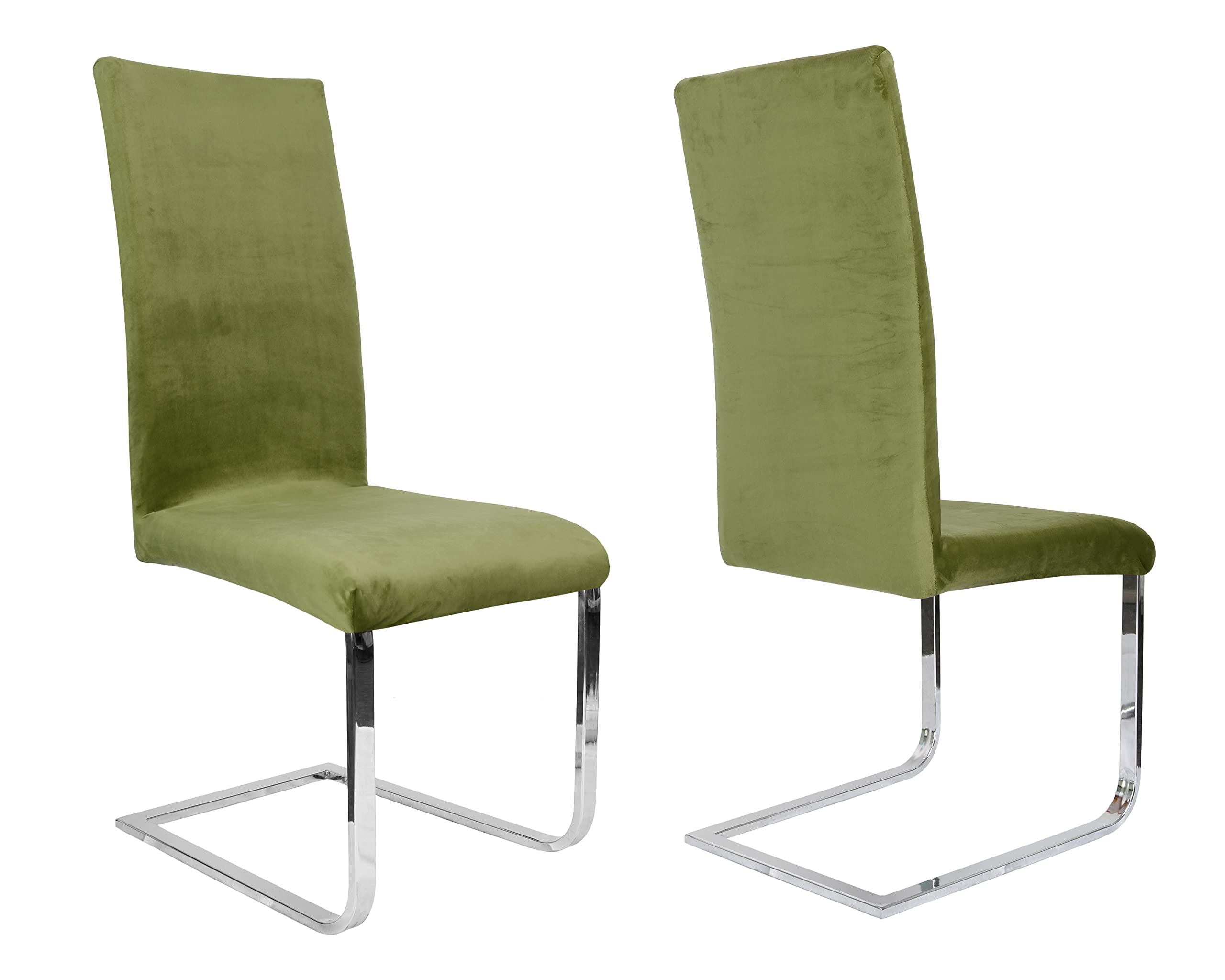 BEAUTEX Stuhlhussen Samt Stretch Stuhl & Schwingstuhl 6er Set Olivgrün LEA | 95% Polyester, 5% Elasthan, weiche Velours-Oberfläche, Rundum-Gummizug, 30 °C waschbar, faltenarm, formstabil & langlebig