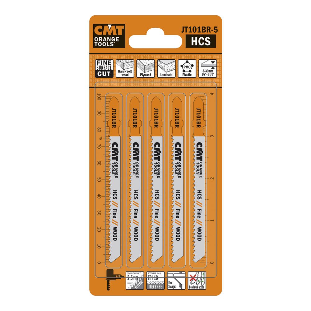 CMT JT244D-5 Jig Saw Blades for Wood - 5-Pack, Arancione/Grigio
