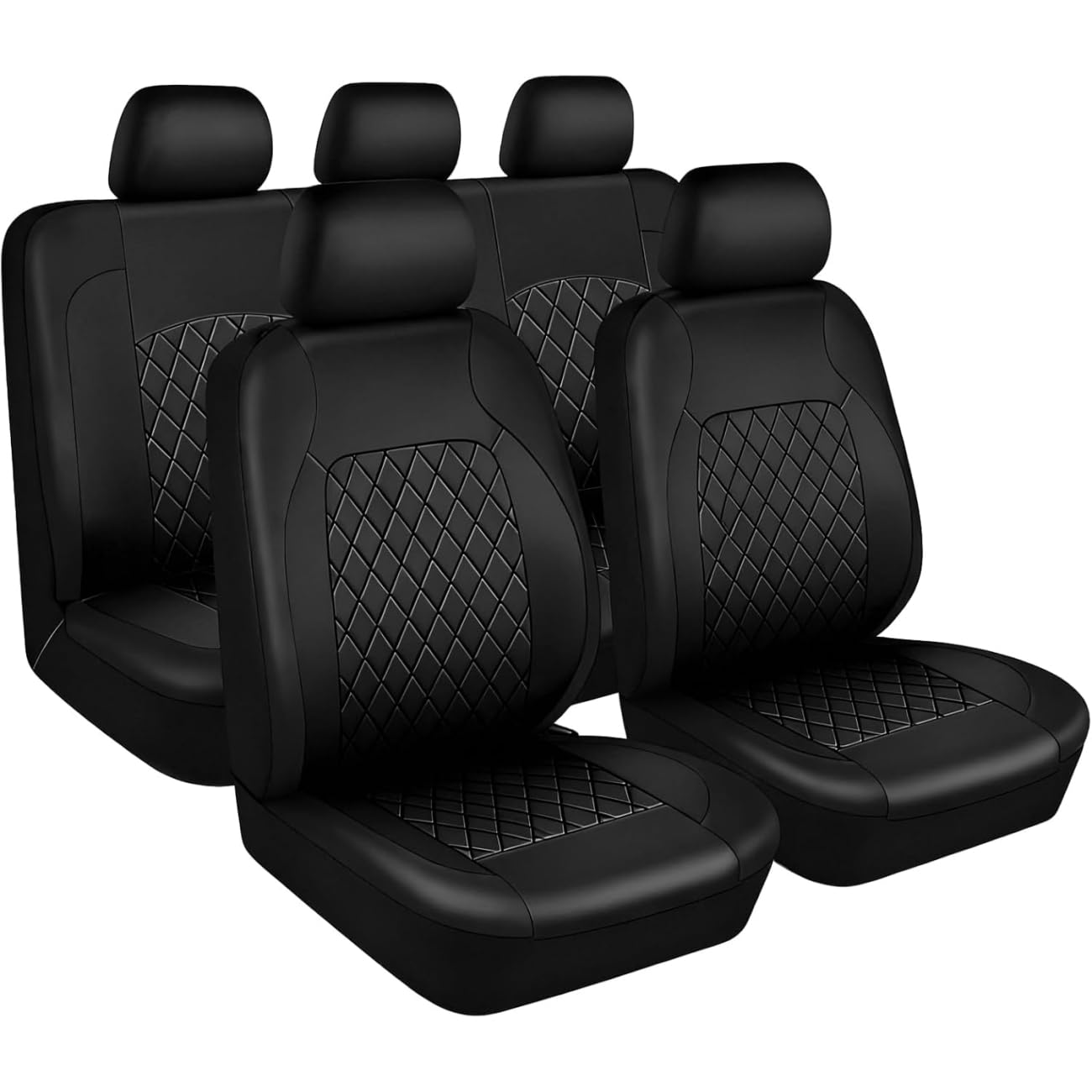Housses de siège pour Jeep Wrangler JK JL TJ YJ ensemble complet en simili cuir noir respirant