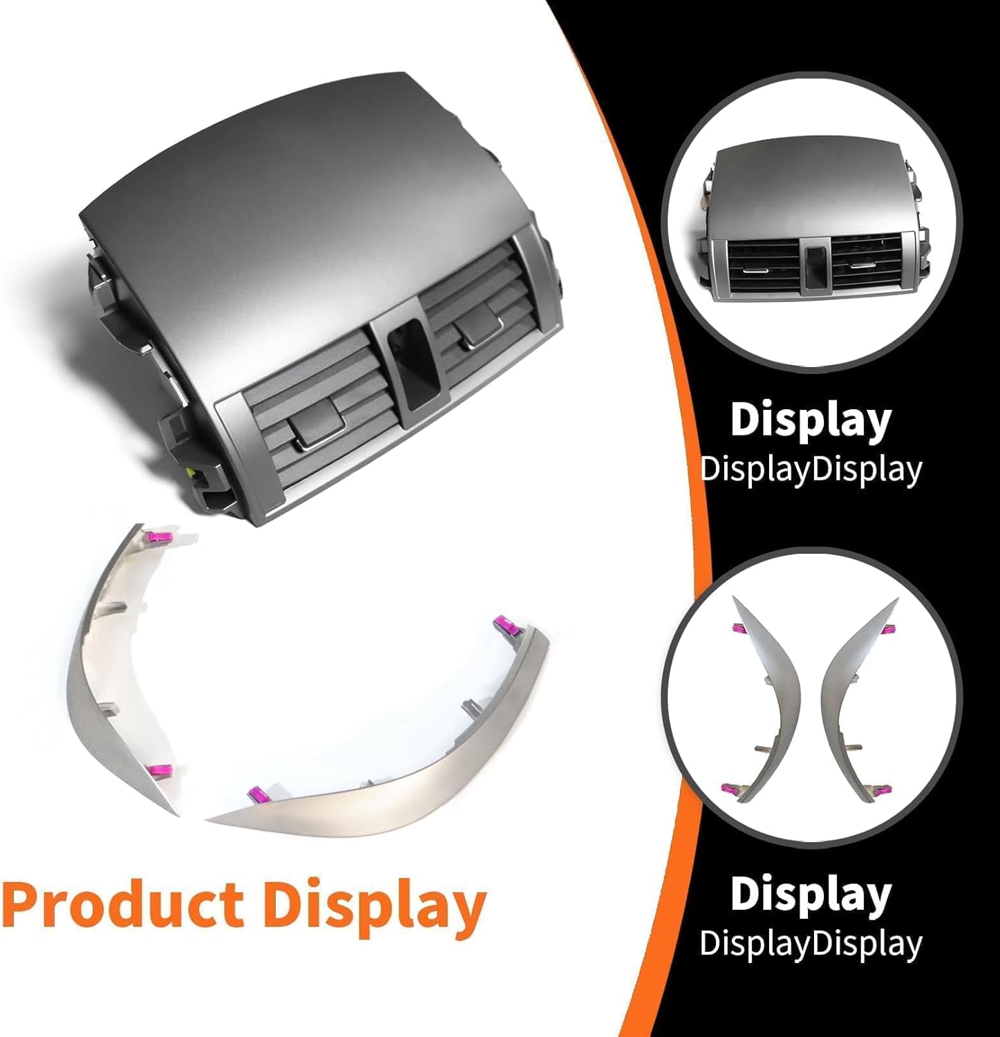 Center Dash A/C Outlet Vent Panel and Strip Trim Compatible with Corolla 2008-2013 55670-02160 55663-02060