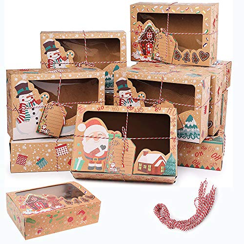 OTMVicor Vicor Christmas Cookie Boxes 6PCS Christmas Cupcake boxes Bakery Boxes for Holiday Xmas Party gifts