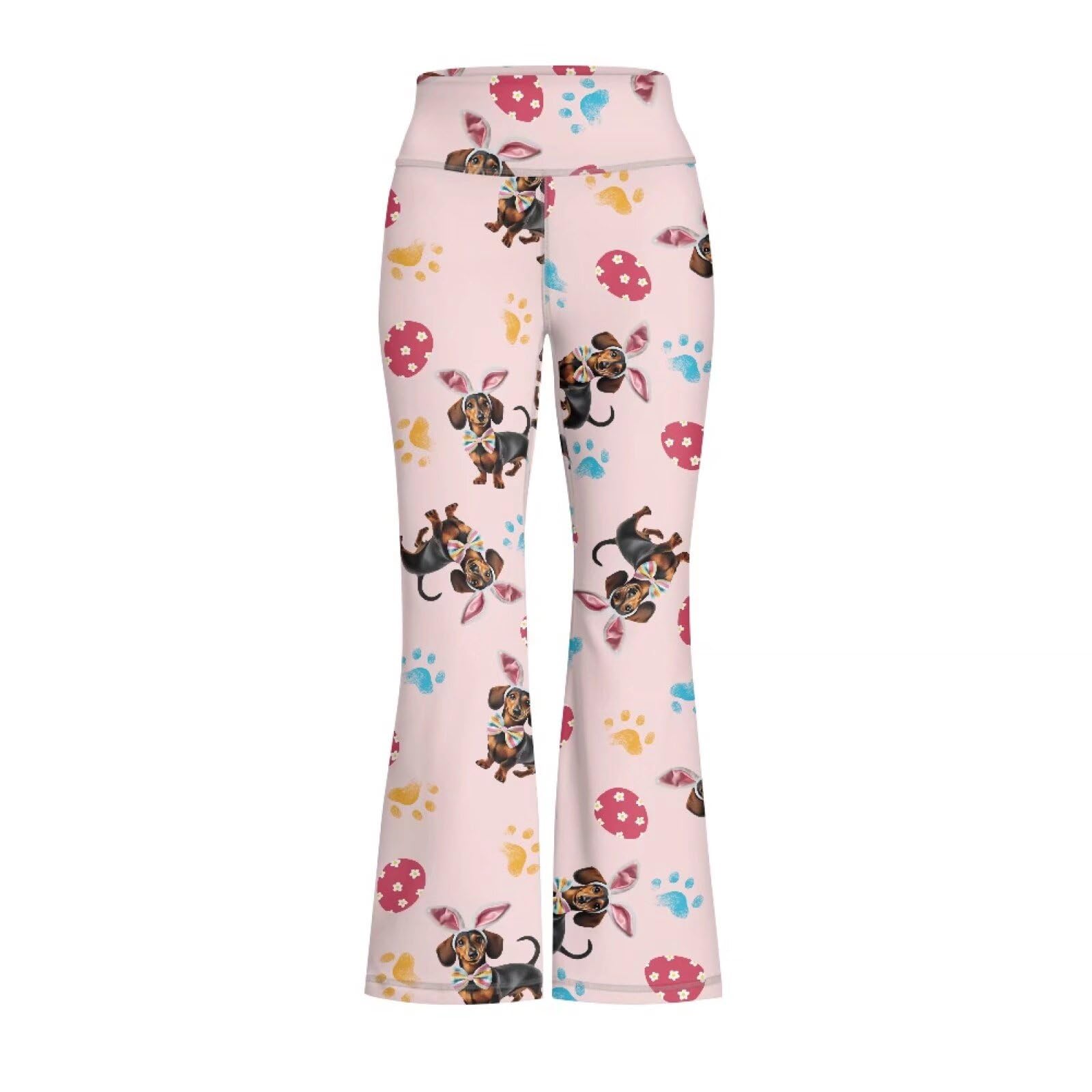 Yzaoxia Girls Pink Leggings Size 11-12 Flare Yoga Pants Easter Gym Workout Pant Dog Tight Bell Bottoms High Waist Bootcut Legging Stretchy Long Activewear Sport Clothing Daisy Casual Trousers Outfits