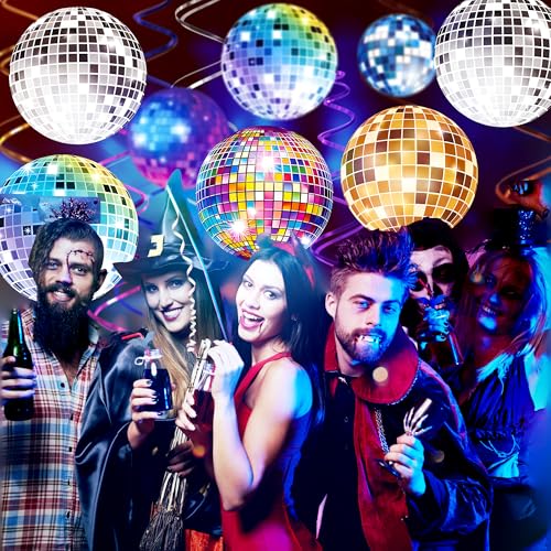 Image of Disco Party Decorations, Kaluofan 39PCS Disco Ball Party Decorations, 70s Decor Disco Ball Decor Ceiling Decorations Hanging, Dance Party Decorations for 70s 80s Birthday Retro Disco Garland Party