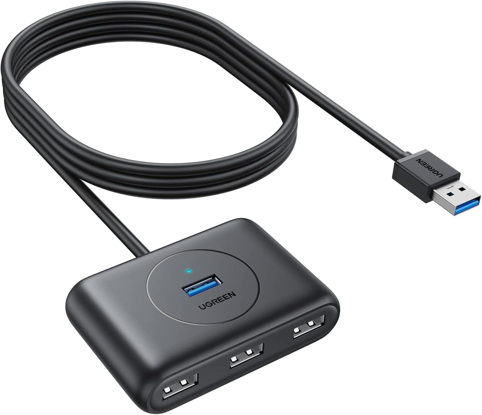 UGREEN USB A Hub 3.0, 1.0M, 4 Ports Multiport Adapter Ultra Slim Data Hub Splitter Multiple USB Extension for Laptop, Desktop PC, Xbox, PS5, Mouse, Keyboard, Flash Drive, U Disk, Printer