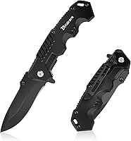 Vista 1 de Cuchillo de bolsillo, cuchillos tácticos plegables con hoja de 2.6 pulgadas, cuchillo pequeño de supervivencia plegable con clip, bloqueo de botón