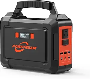 POWSTREAM-300W-Portable-Power-Station-Solar-Camping-Generator - 296Wh Lithium Ion Battery Power Supply with PD Fast Charging,110V AC Output LED Flashlight for CPAP Outdoors RVs Emergency Home Blackout