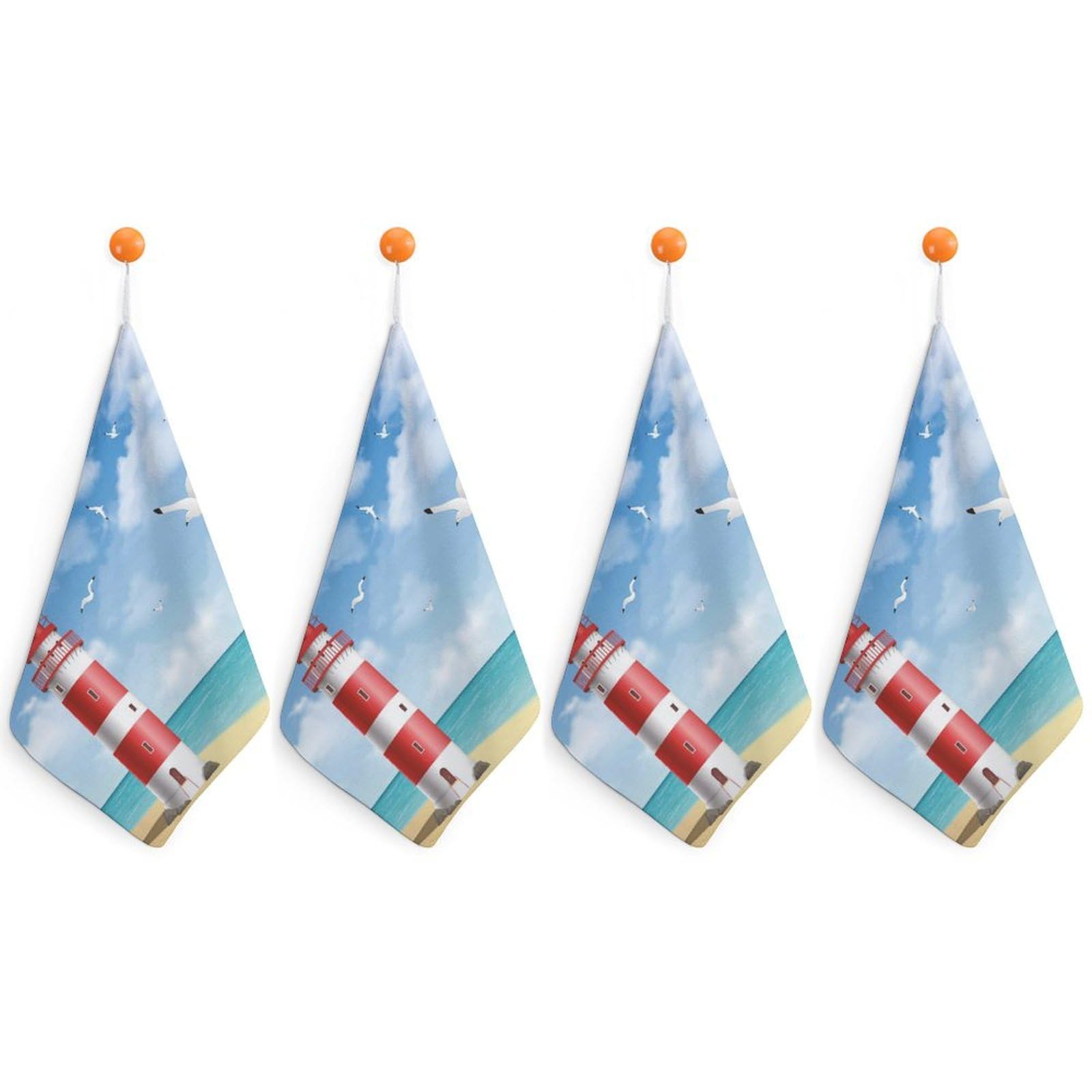 LEDFCVSU 4 Piece Hanging Hand Towels, Lighthouse Small Dry Hand Towel for Kitchen Bathroom
