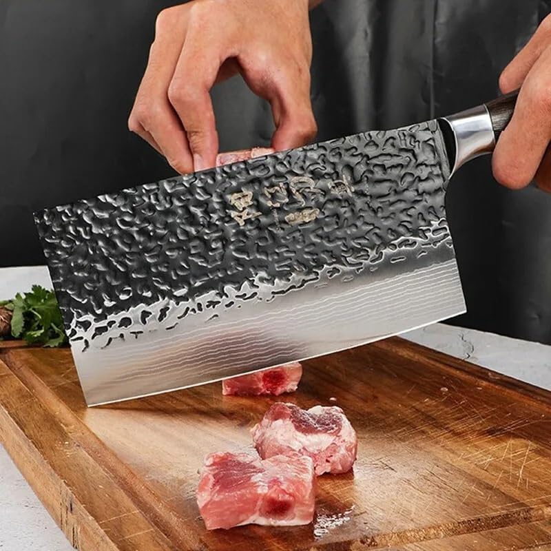 Meat Cleaver,Cleaver Knife 7 Inch Kitchen Knife Manganese Steel Cutting Knife For Chefs Super Sharp Home Cutting Knife Slicing Knife, LAMAJIGA5844