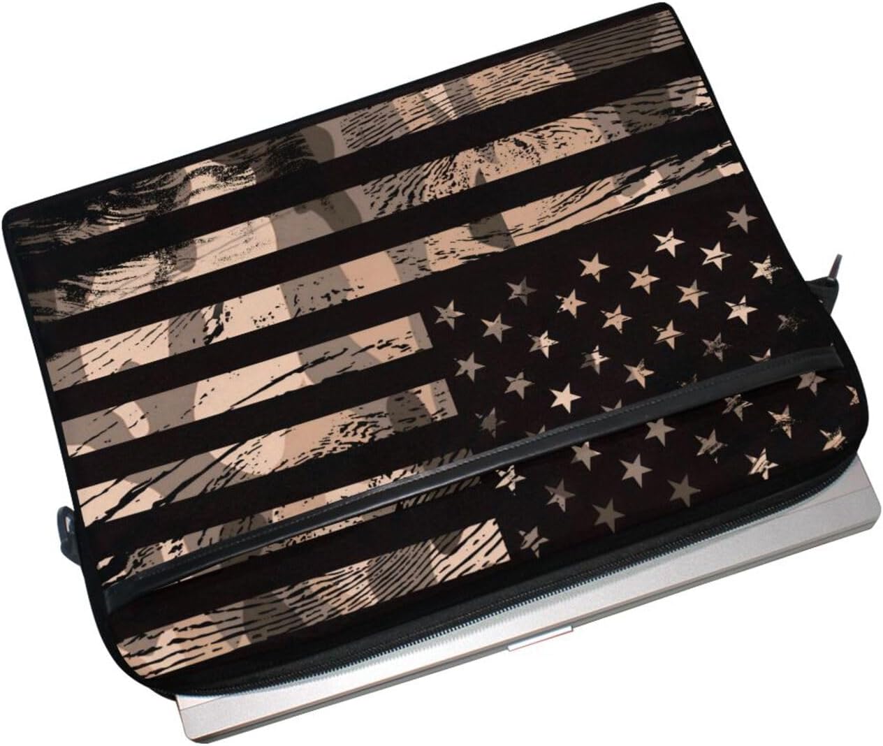 MRMIAN American USA Flag With Desert Camouflage Laptop Case Bag Sleeve Portable/Crossbody Messenger Briefcase Convertible w/Strap Pocket for Macbook Air/Pro Surface Dell ASUS hp lenovo 15-15.4 inch