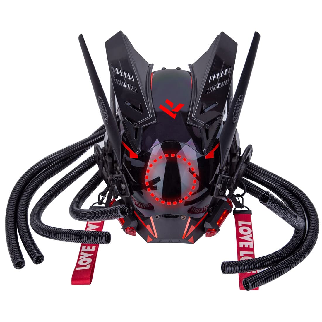SpedUpX Punk Gothic Cyber Helmet Mask with Red Light Cosplay Costume Props for Men