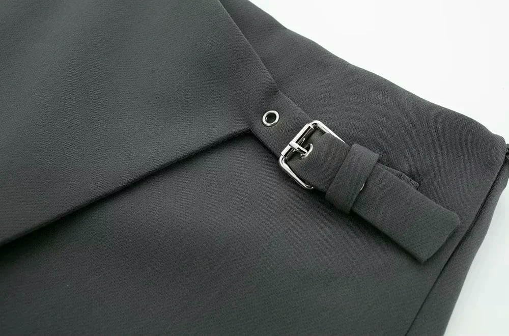 gonne da Donna Gonna Corta Asimmetrica Femminile, Gonna Corta con Cerniera Ad Alta Vita con Fibbia per Donne-Come Immagine-s