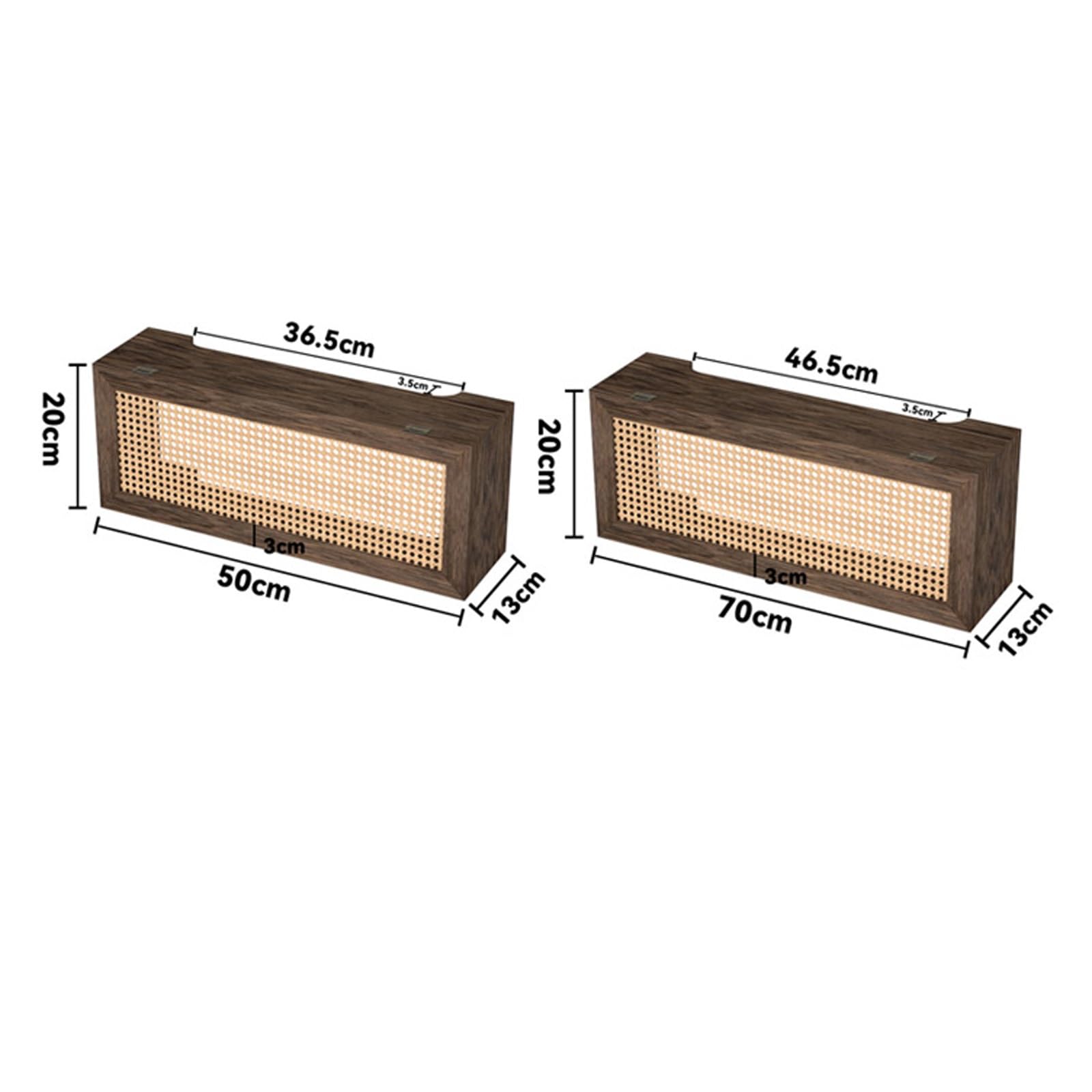 Rattan-WLAN-Router-Aufbewahrungsschrank for Kabelmodems und Netzwerkgeräte – Hölzerne WLAN-Router-Box, stilvolles Design mit Belüftung und Kabelmanagement(50 * 13 * 20cm)