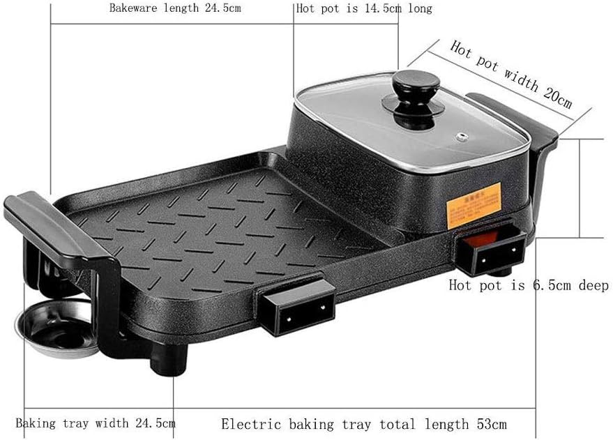 Electric Hot Pot, Grill, Household Grilled Fish Plate Multi-Function 2-in-1 Barbecue，Suitable for 4-5