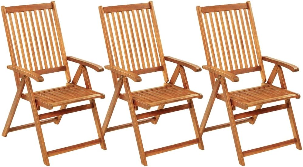 vidaXL Folding Garden Chairs with Pads 3pcs Solid Acacia Wood