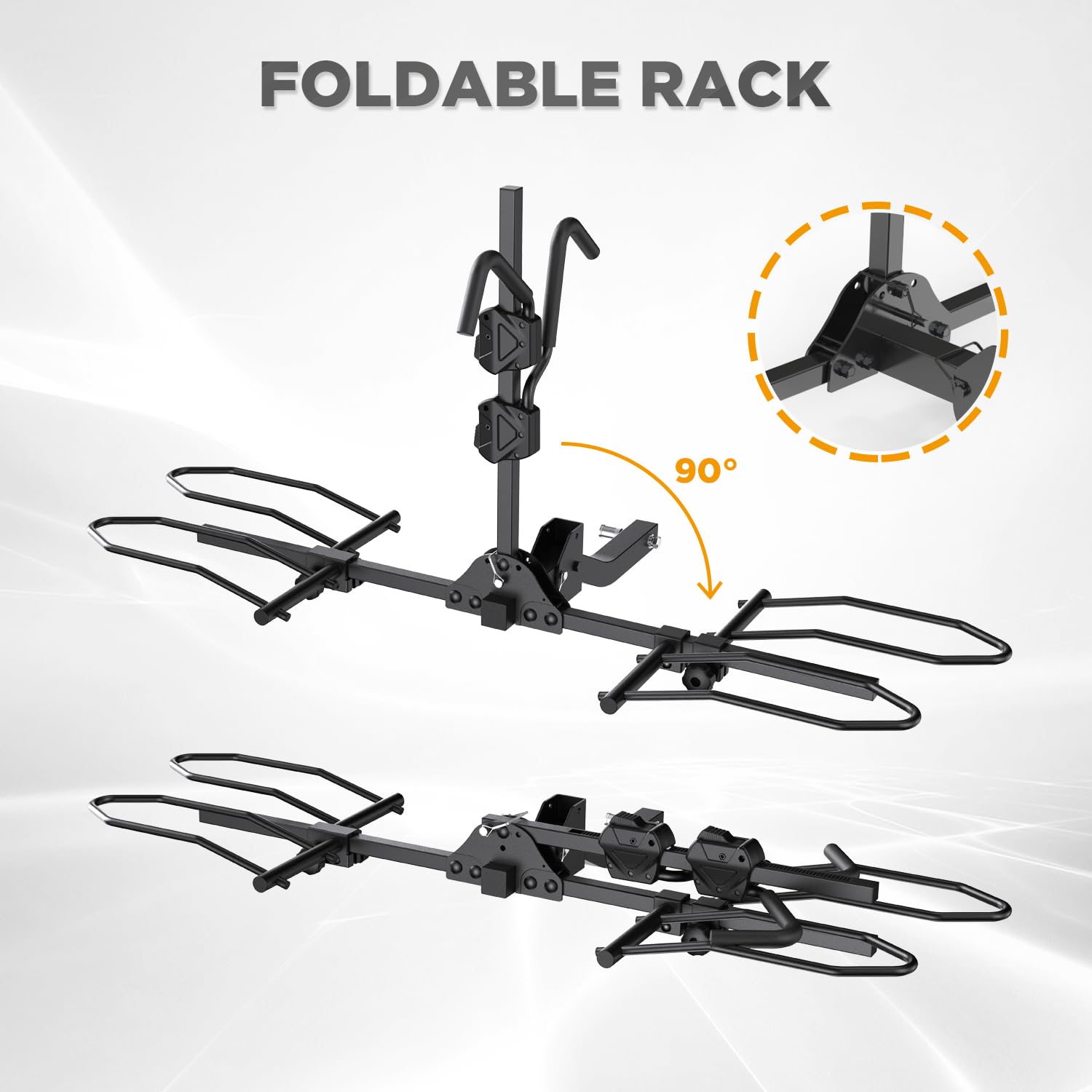 TANX Bike Racks for Ebikes,Fat Tire Bike Rack for Tow Hitch 2-Bike 160 lbs Capacity,Hitch Bike Rack for Heavy E Bike, Wobble Free Smart Tilting Folding Bicycle Car Racks for Standard, 2 inch Receiver