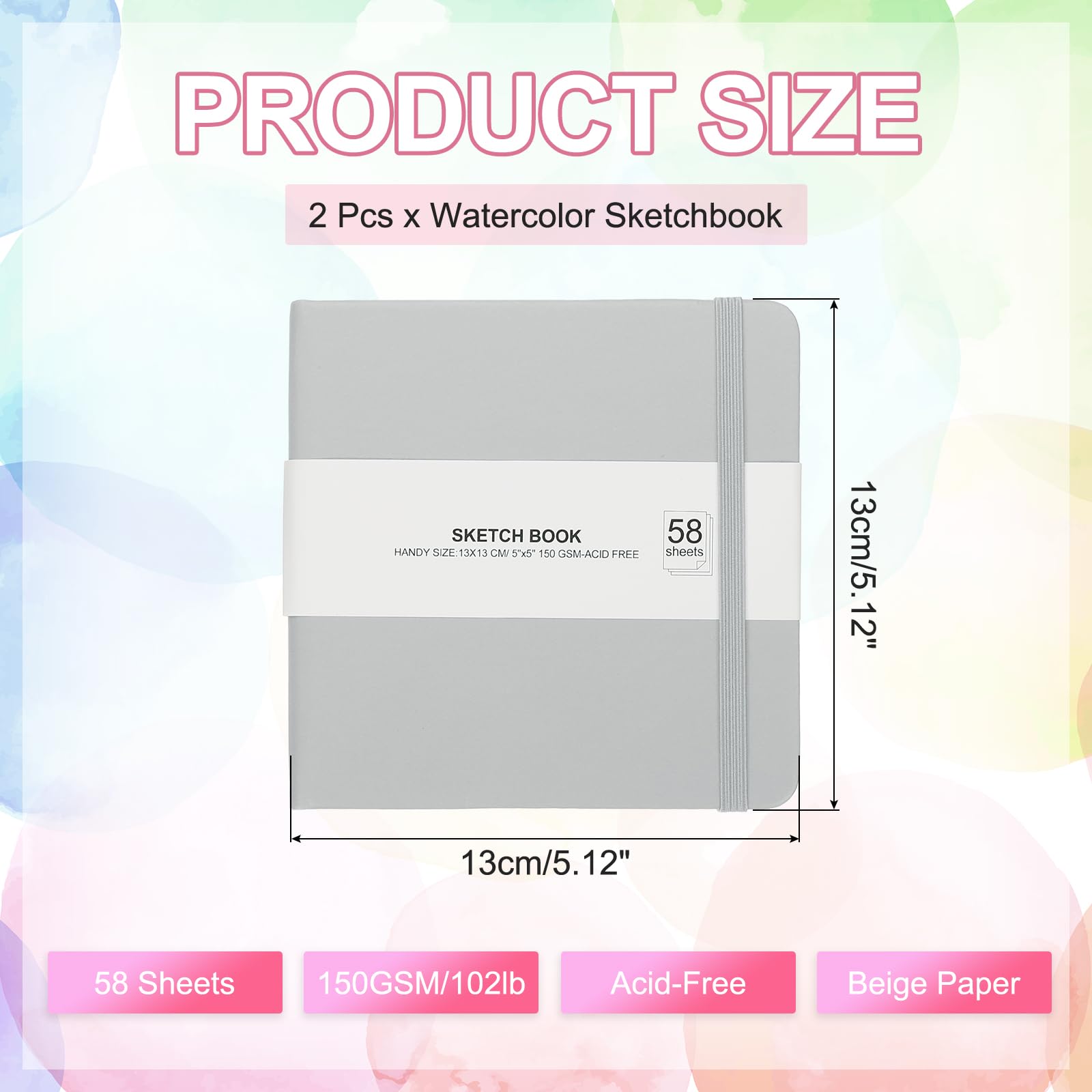 PATIKIL 5x5" Hardcover Leather Pocket Sketchbook - Image 2