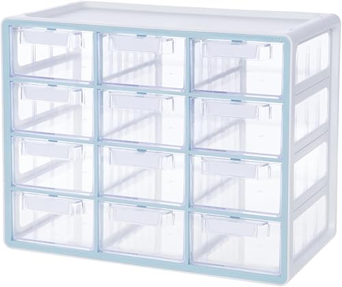 Miniatura 17 de Blue Ginkgo Gabinete mediano de 16 cajones, organizador transparente apilable para hardware, cuentas, ladrillos de plástico, oficina y