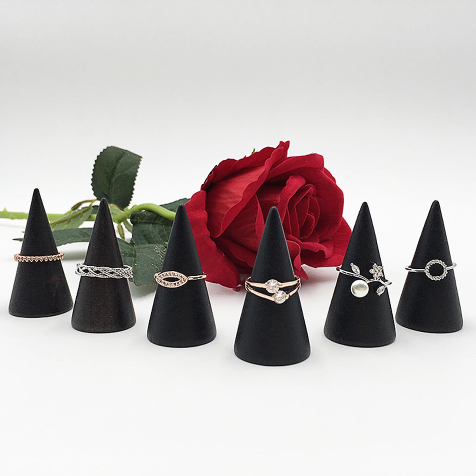 AUEAR, Lot De 10 Supports En Bois Pour Bagues Et Bagues En Bois