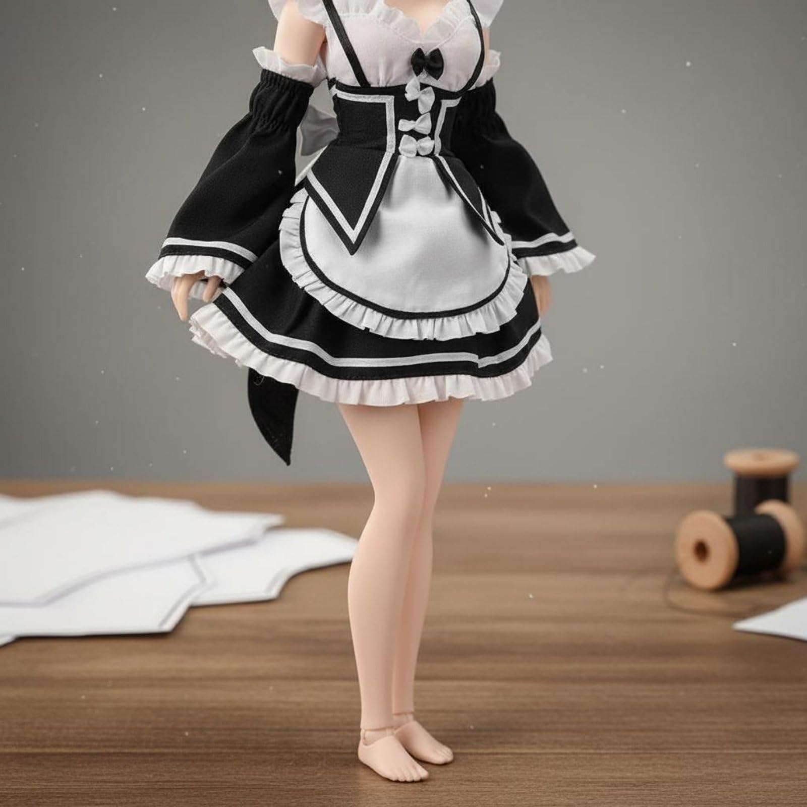 Puppenkostüm Kleid für 1/6 Figuren mit Klassischem -Stil Und Gestuften Rüschen Puppenoutfit Zubehör Passend für Sammler Puppensammlung Fotoarrangement