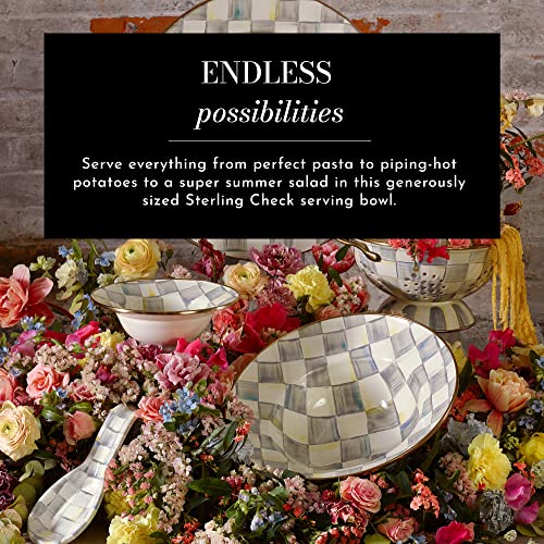 Mackenzie-Childs Sterling Check Serving Bowl, Large 12-Inch Enamel Serving Dish #TOP1