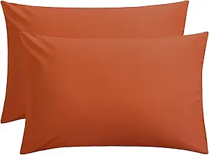 FLXXIE Microfiber Pillow Cases Queen Size Set of 2, Soft Pillowcases with Envelope Closure, Wrinkle Resistant Pillow Covers, 20x30, Burnt Orange