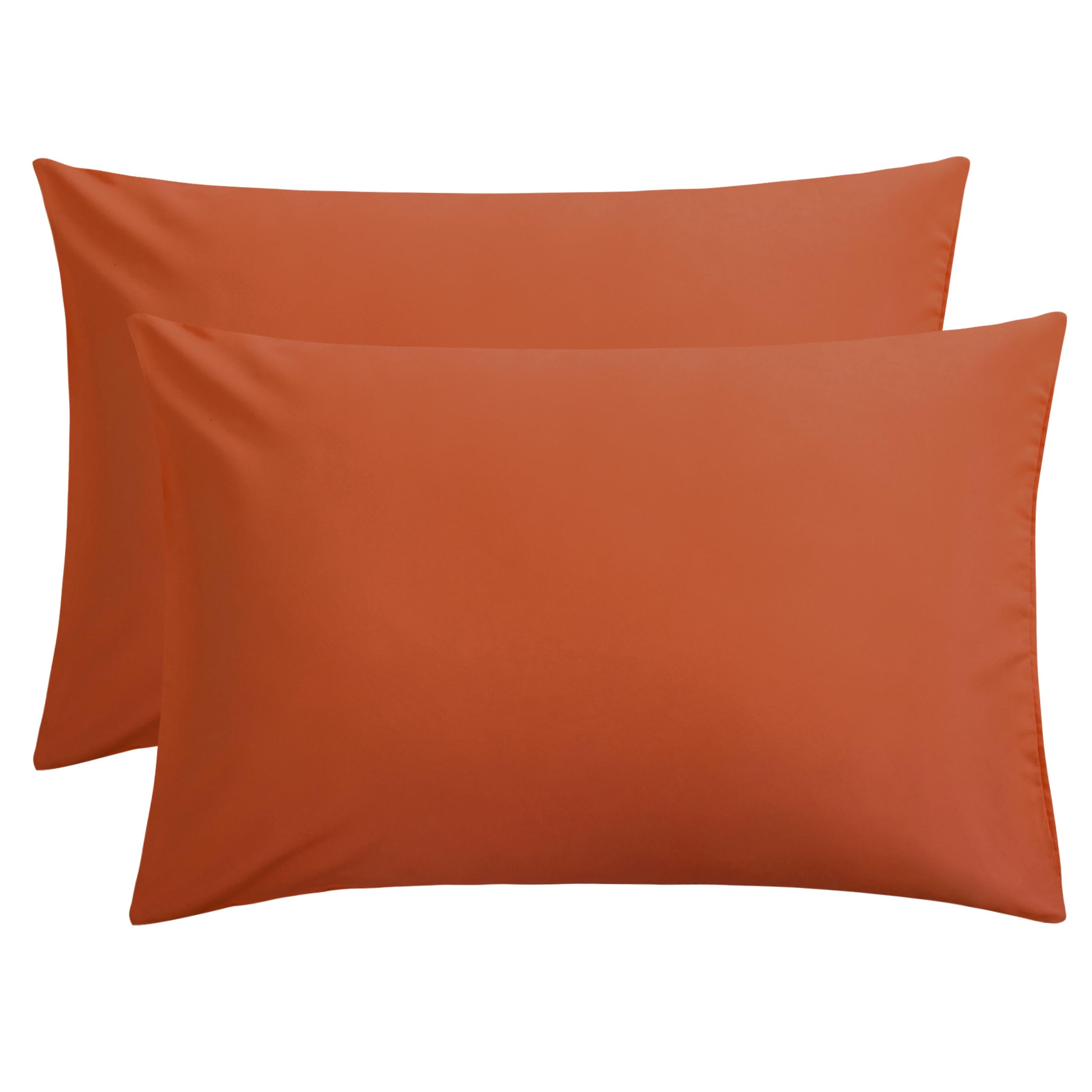 FLXXIE 2-Pack Microfiber Queen Pillow Cases, Envelope Closure, Burnt Orange