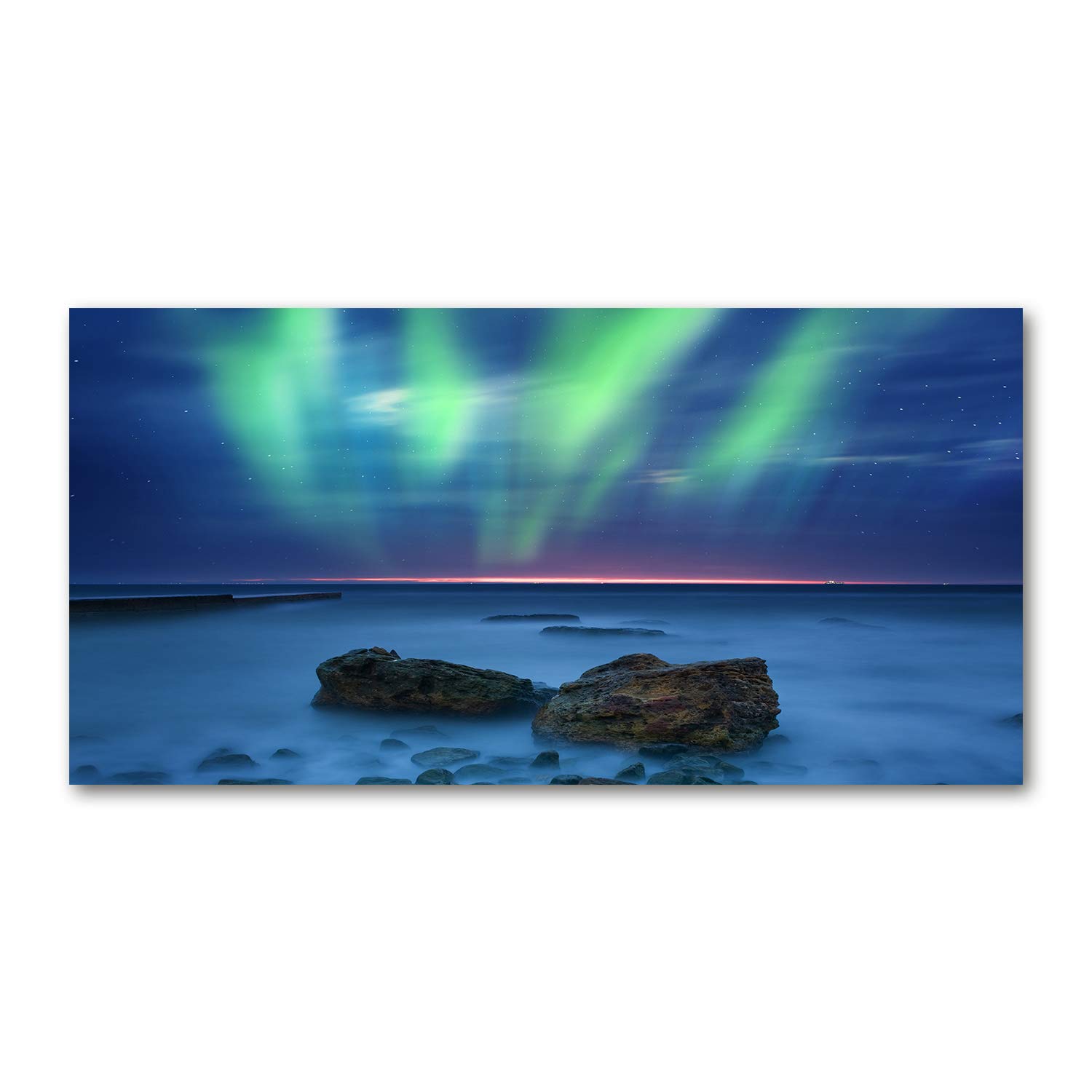 Tableau sur verre 120x60 cm anti-taches pour cuisine et salon design vert cosmos