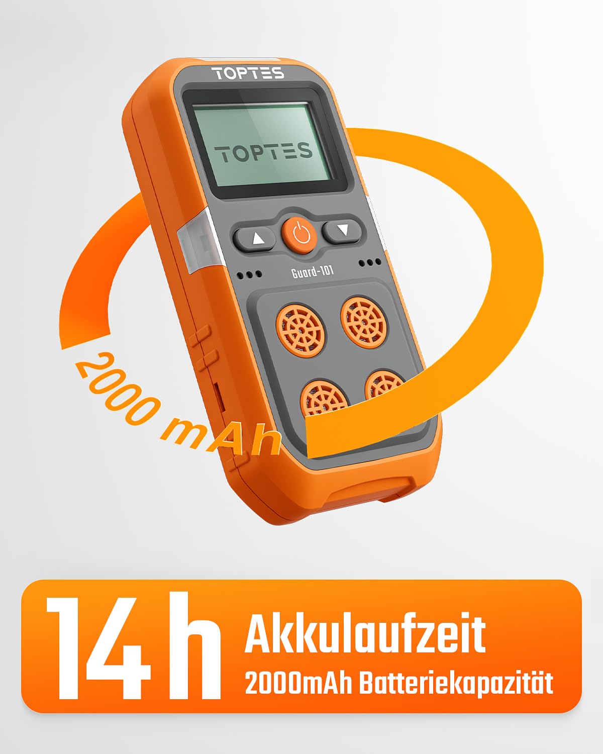 TopTes Guard-101 Gasmelder, 4 Gasmelder Für H2S, CO, LEL Und O2, Mit Vibration, Licht- Und Tonalarm, 14 Stunden Batterielaufzeit, Explosionsgeschützt, Für Arbeit Und Zuhause - Orange
