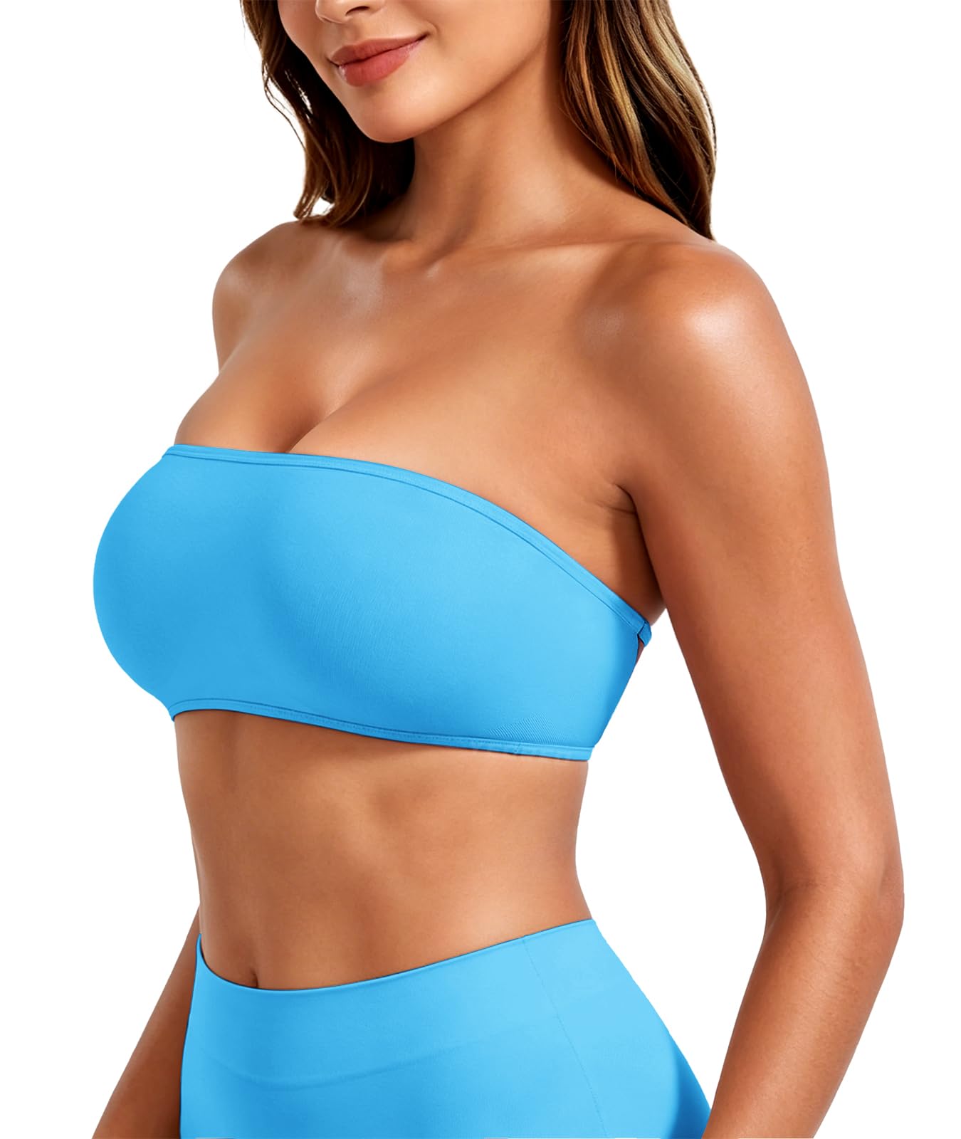 YEOREO Nahtlos Bandeau BH Damen Non Slip Trägerloser BH Damen ohne Bügel Gepolstert Rückenfrei Tube Top Damen Push Up Strapless Bra Schulterfrei BH