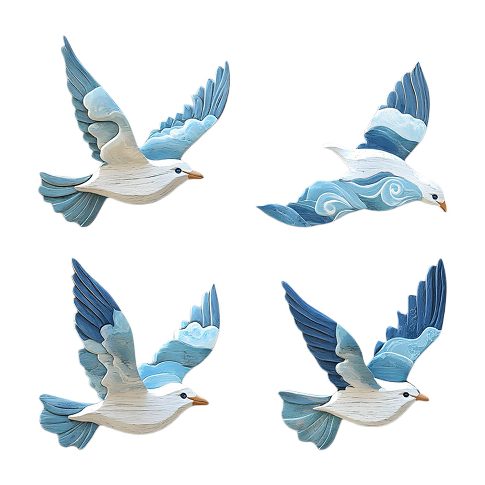 Uqezagpa Wood Pigeons Wall Art Decor Flying Birds Wall Decorations for Living Room Bedroom Kitchen Hanging Decors Bird Sculptures Nauticals Coastal Themed Home Decors