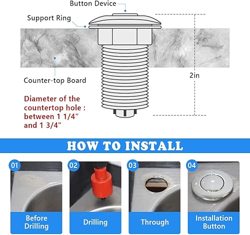 Miniatura 5 de CLEESINK - Interruptor de eliminación de basura, kit de interruptor de aire inalámbrico para triturador de residuos de alimentos, oro cepillado,