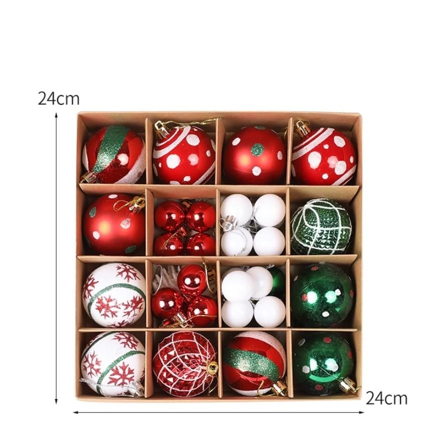 Alupssuc Juego De 82 Adornos De Bolas De Navidad, Encantador Juego De Regalo Clásico, Decoración De Plástico Inastillable Para árbol De Navidad, Vacaciones, Boda, Fiesta, Decoración Con Cuerdas Para
