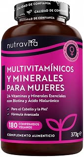 Nutravita Multivitaminas Mujer - 180 Tabletas Veganas - Complejo Multivitaminas y Mineral para Mujeres - 24 Vitaminas y Minerales Activos Esenciales -