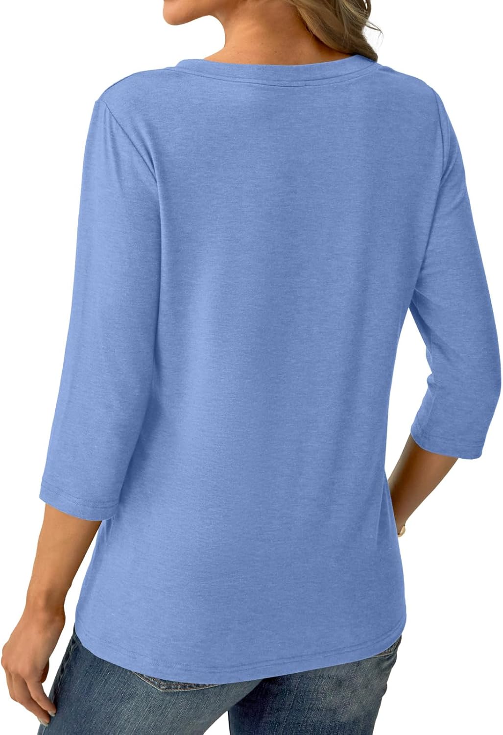 Womens Tops 3/4 Sleeve V Neck Spring Summer Work Tunic Shirts Business Dressy Casual Blouses - Image 5