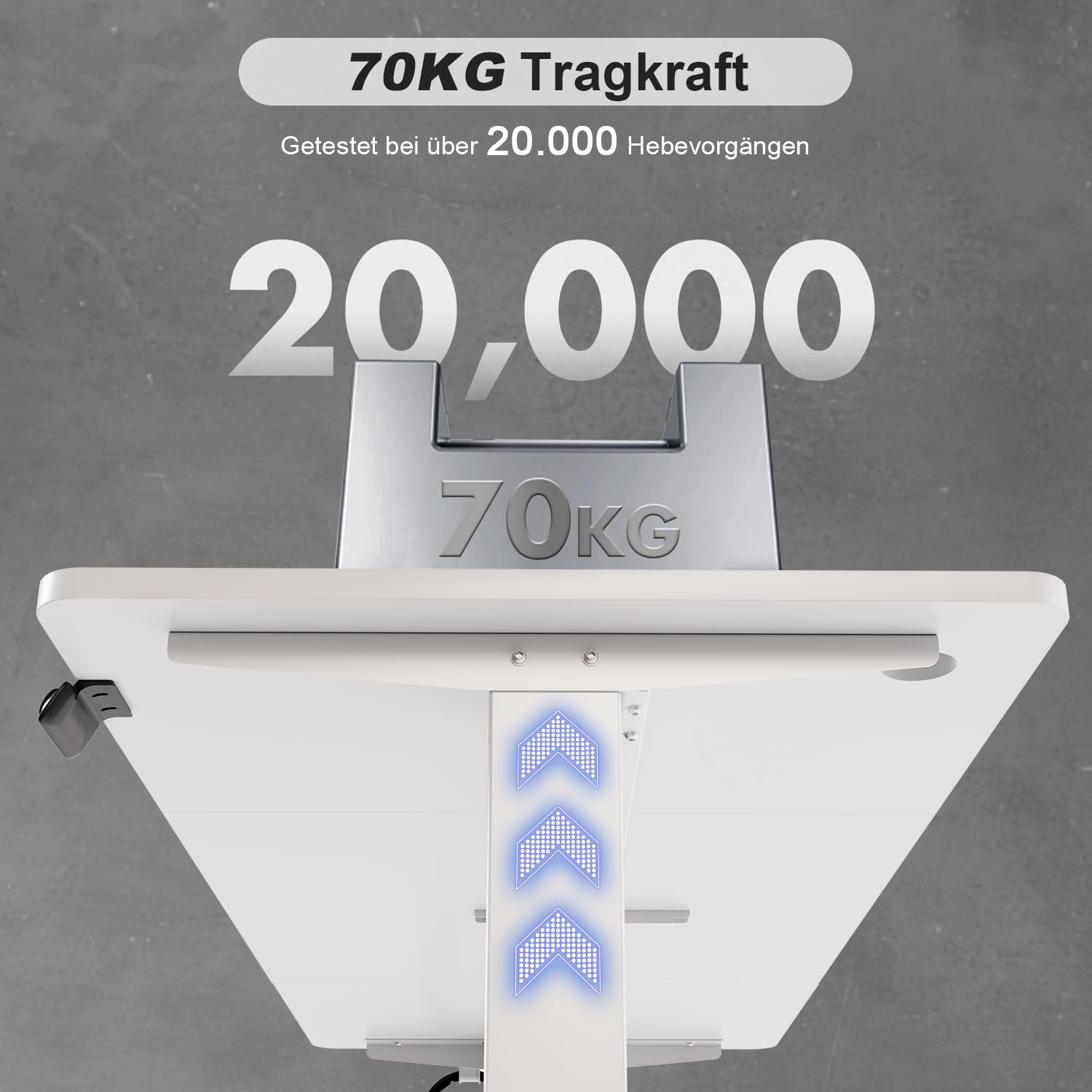 Devoko Elektrisch Höhenverstellbarer Schreibtisch 160 x 60 cm – Stabiler Stehschreibtisch ohne Wackeln, Leise Höhenverstellung für Home Office, 71–119 cm, 2-Memory-Funktion Computertisch, Weiß