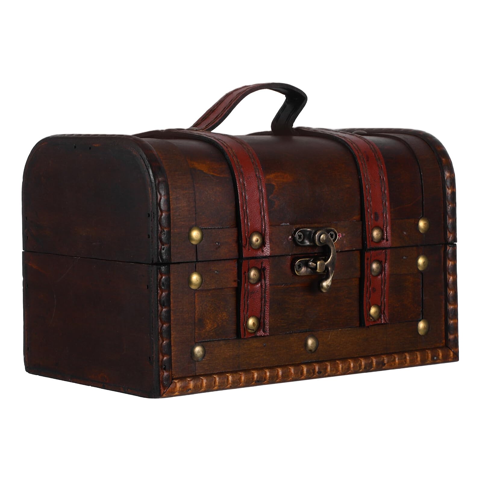 Coffre au trésor pirate en bois marron avec cadenas, cadeau idéal