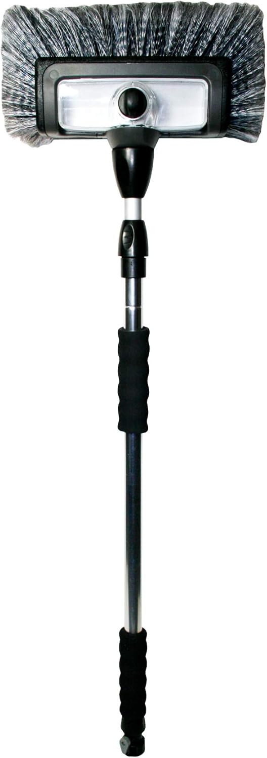 Carrand 93977 Flow-Thru 10" Quad Power Wash Soap Mixing Brush with 55" Aluminum Extension Pole , Black