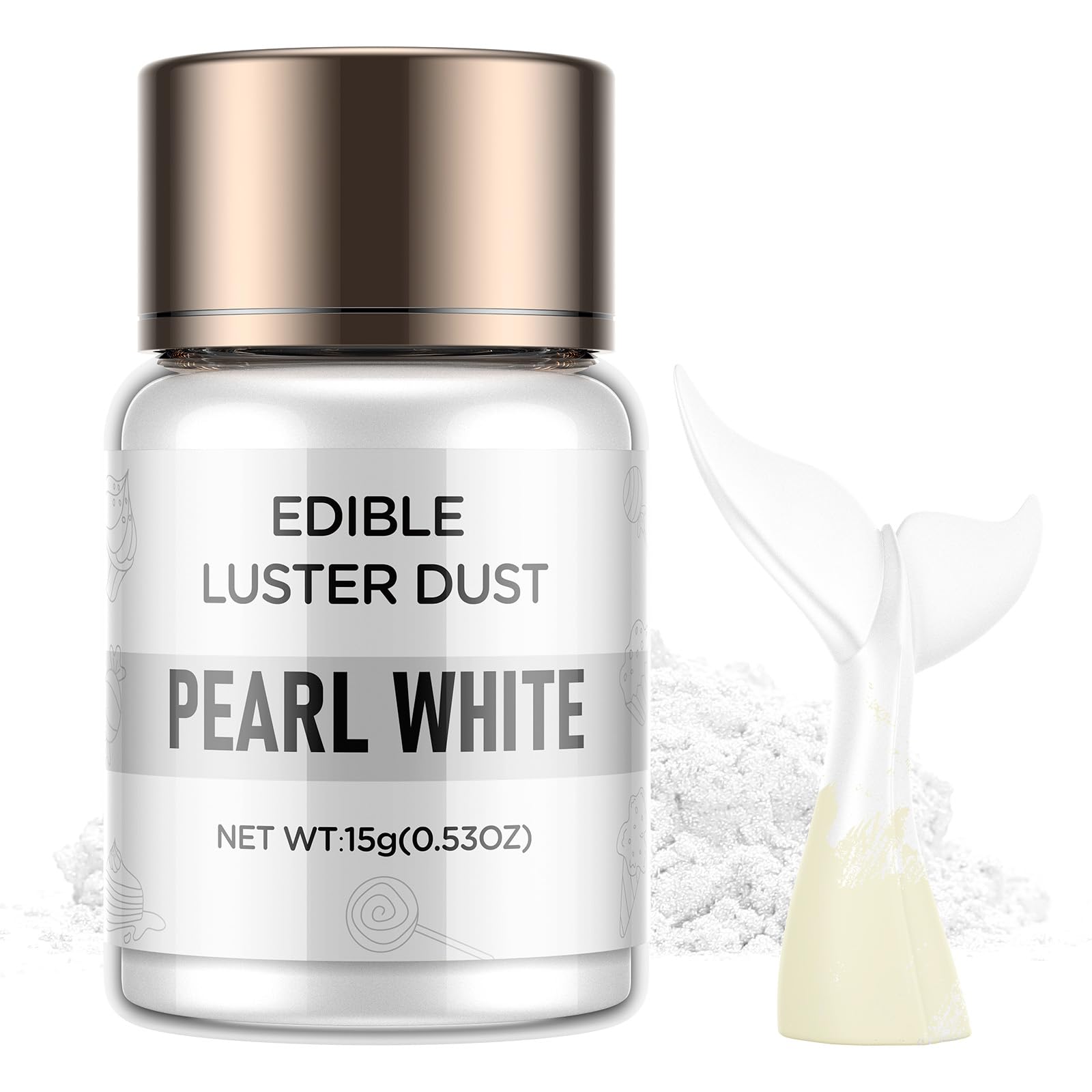 Luster Dust Edible - 15 Grams Food Grade Cake Dust Shimmer Powdered, Cherrysea Powder Luster Dust Food Coloring for Cocktails, Christmas Cookie Decorations, Cake, Drinks, Fondant, Candy - 15g/Bottle (3-White)