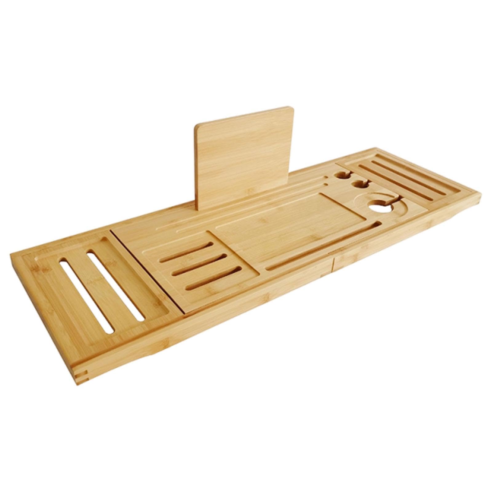 Bandeja De Bañera De Bambú Ajustable | bambú natural, antideslizante, ajustable, soporte para vaso