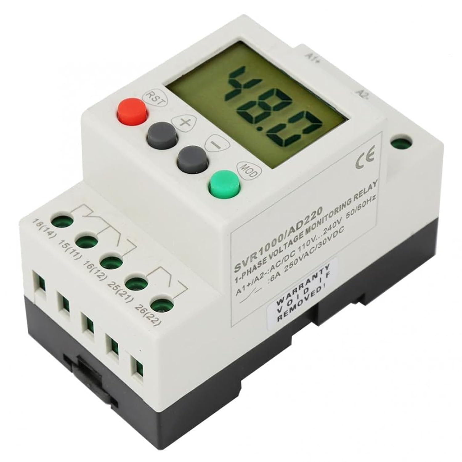 SVR1000/AD48 Voltage Protector Relay Single Phase Din Rail Over-Voltage Under-Voltage Protection Relay LED Display(AD48)