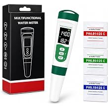 5 in 1 Water Quality Tester, Digital pH TDS EC Salinity Temperature Meter with Backlit LCD & ATC, Portable Pen Test Kit for Hydroponics Aquarium Fish Tank Pool Spa Drinking Water