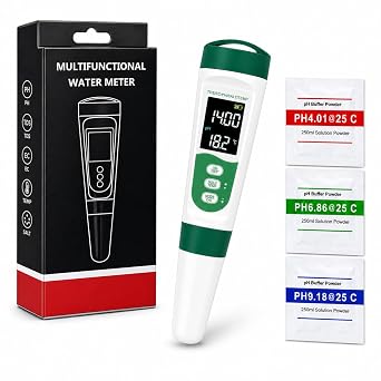 5 in 1 Water Quality Tester, Digital pH TDS EC Salinity Temperature Meter with Backlit LCD & ATC, Portable Pen Test Kit for Hydroponics Aquarium Fish Tank Pool Spa Drinking Water