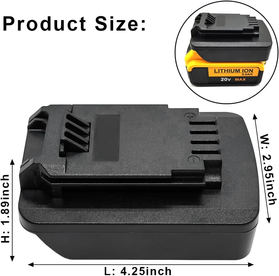 Adapter for Dewalt 18V/20V Li-ion Battery to Black+Decker 20V LBXR2020 LBX20 LBXR20 Battery, to Porter Cable PCC685L PCC682L Batteries, Work with Black & Decker/Porter-Cable 20V Power Tools