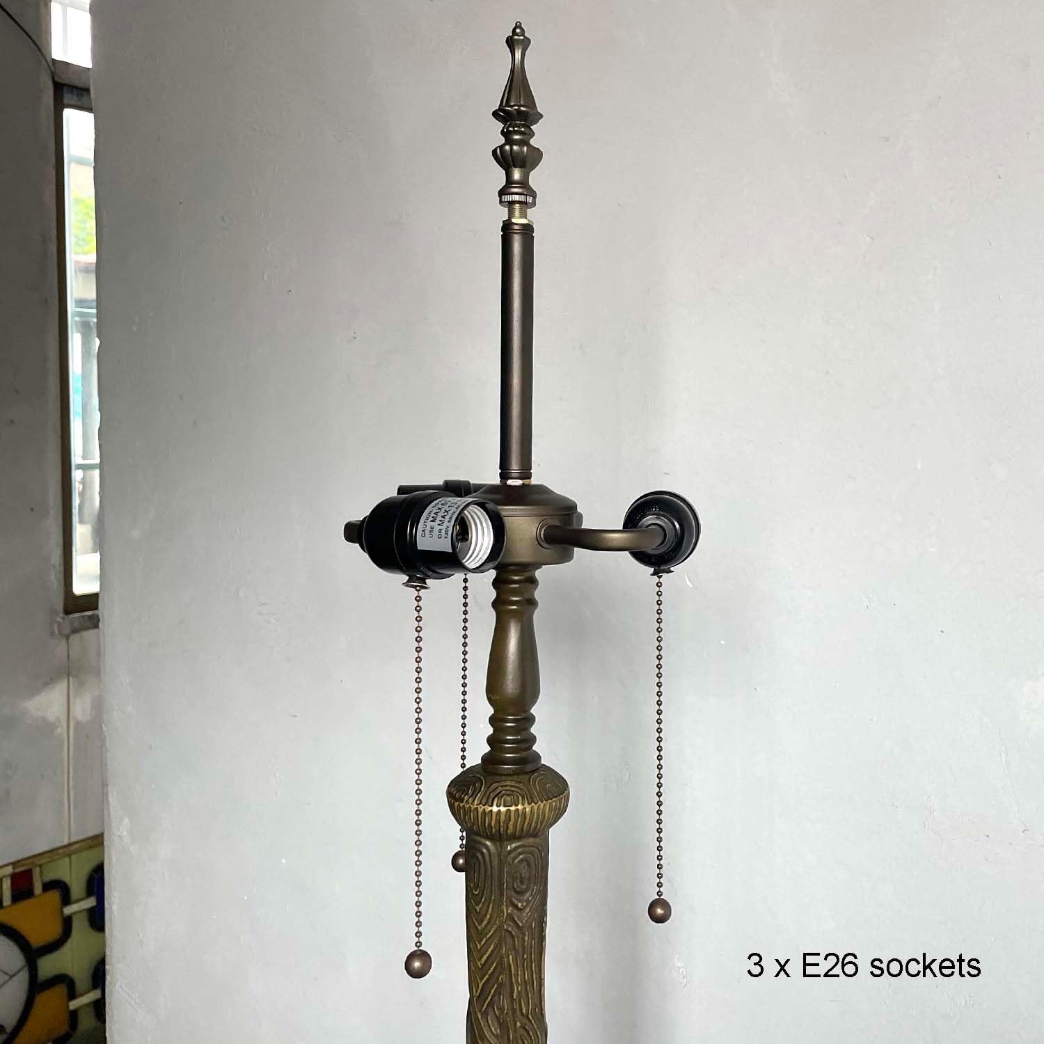 Bieye LB001 Tiffany Style Twisted Dragonfly Floor Lamp Base - Made of Metal - Decorated with Mosaic Stained Glass