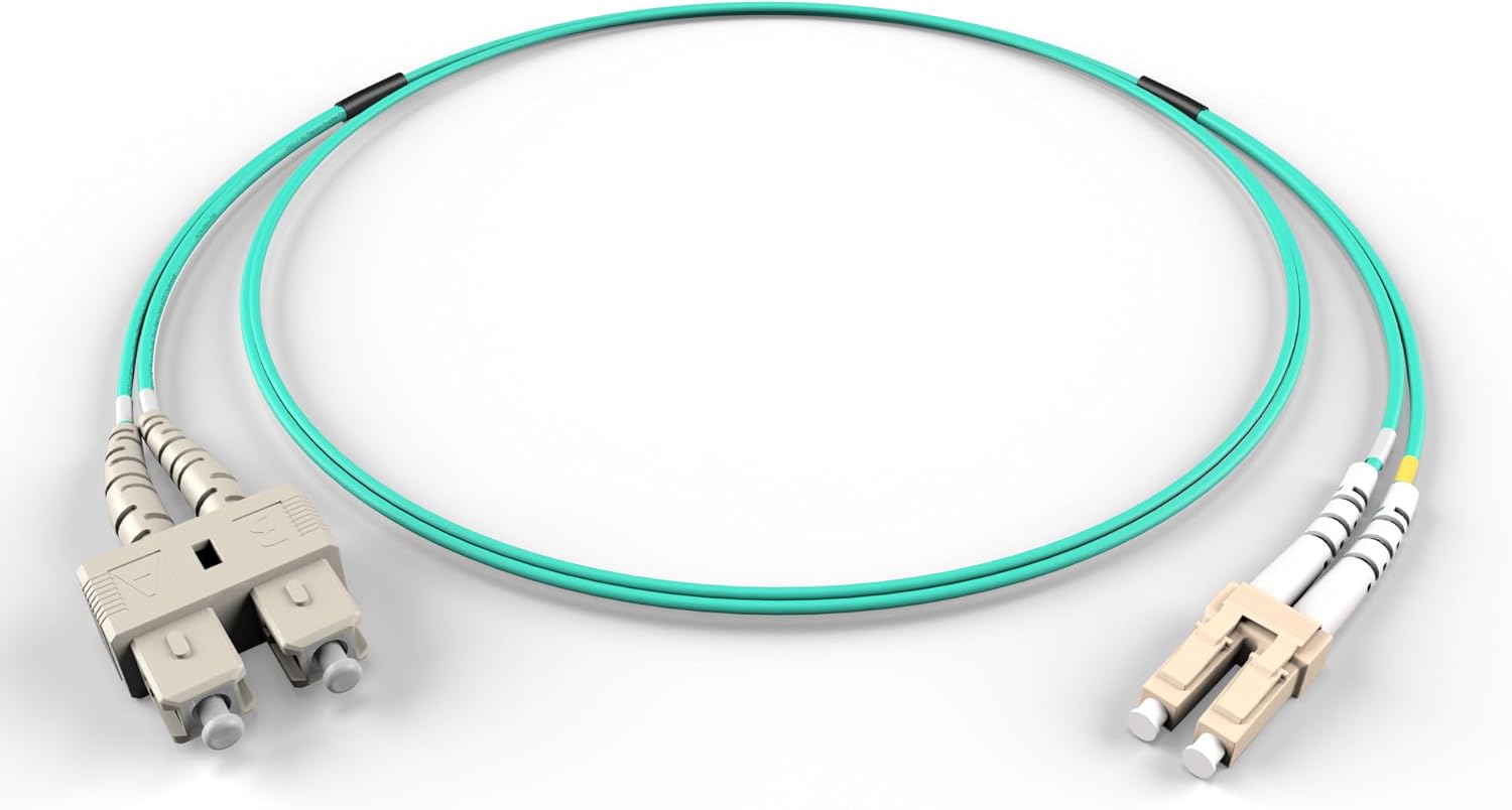 FiberCablesDirect LC-SC OM4 Fiber Patch Cable - 10Gb Duplex 50/125µm Multimode Corning Glass | 7M (22.97ft) | Bulk Networking, Data Centers, Telecom, Enterprise Applications